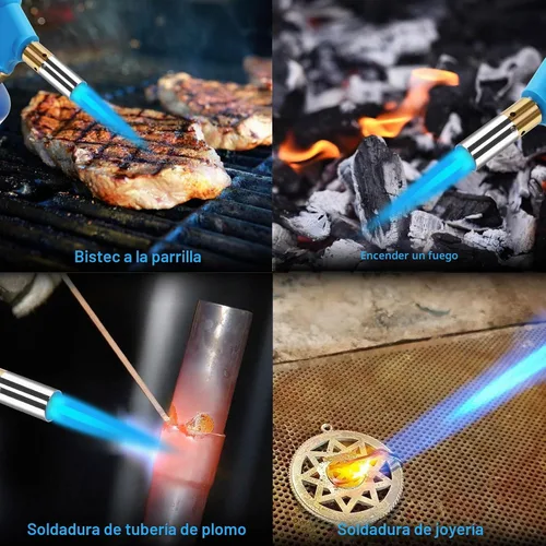 Vista 5 de BLUEFIRE Kit de antorcha ciclón portátil con cilindro MAPP, cabezal de disparo con botón de presión, combustible de gas propano MAPP MAP PRO