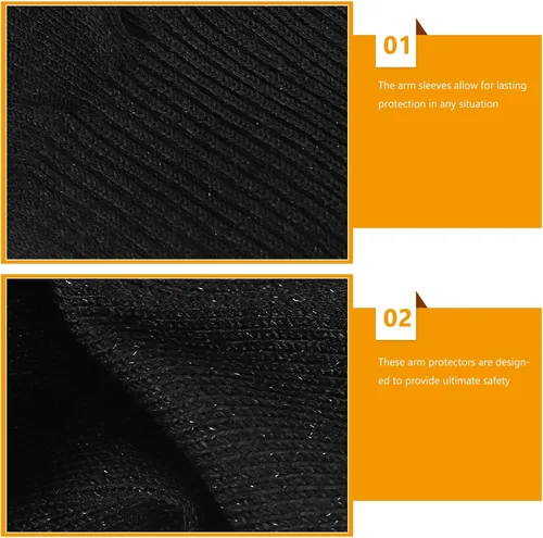 Vista 3 de 2 Pairs Anti-cut Arm Sleeves Forearm Guards Safety Protection for Men and Women 15.7 18 Inch Black Cut-resistant for Industrial and Outdoor Use