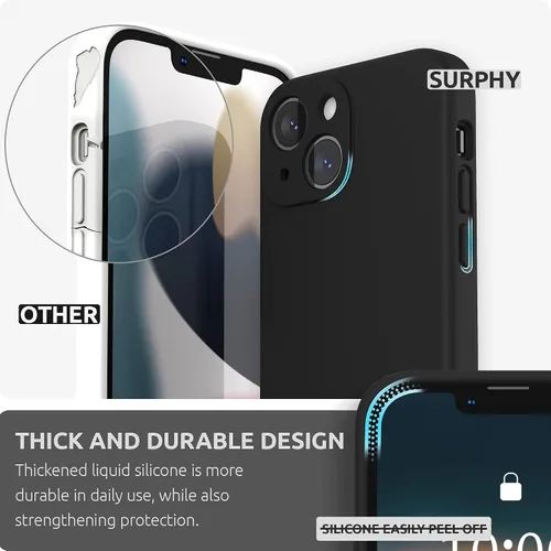 Vista 3 de SURPHY Funda compatible con iPhone 13 Mini con protector de pantalla, (protección de cámara y forro de microfibra suave), funda de silicona líquida