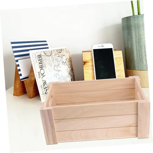 Vista 3 de Diseño de madera mediana de la vendimia de la cesta del almacenamiento de la caja de la tabla