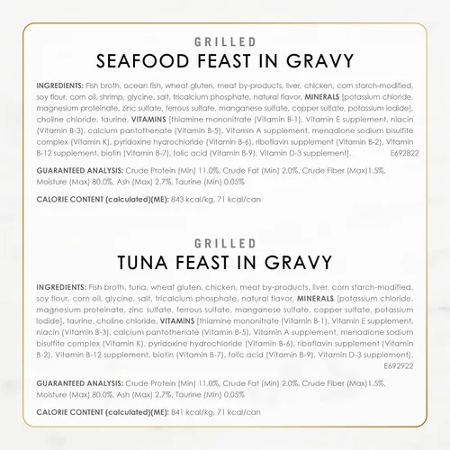 Vista 5 de Purina Fancy Feast - Alimento húmedo a la parrilla para gatos, colección de mariscos en paquete variado de alimentos húmedos para gatos