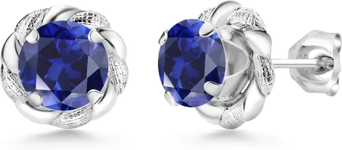 Vista 354 de Gem Stone King Aretes de plata de ley 925 de 0.236 in con piedra natal redonda para mujer