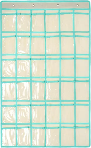 Vista 18 de Organizador para colgar sobre la puerta, para el aula, para colgar en la pared, puerta, armario, bolsa de almacenamiento de tela duradera, 12 Beige