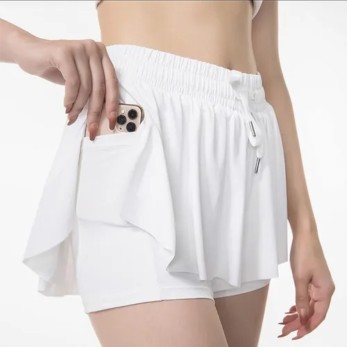 Vista 2 de YLDUJ AMUM Pantalones cortos fluidos con bolsillos para mujer