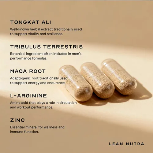 Vista 4 de Suplemento potenciador de la libido de testosterona para hombres, Tongkat Ali DHEA boro L-arginina Hornygoatweed Zinc Masculino Mejora Muscular