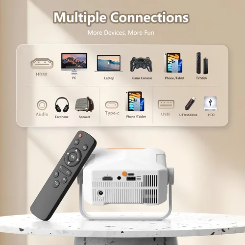Vista 7 de Mini proyector portátil giratorio con enfoque electrónico y Auto Kyestone