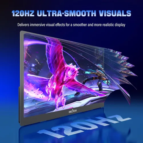 Vista 3 de InnoView Monitor portátil 2K para laptop de 18.5 pulgadas, 2560 x 1440p, QHD 120Hz, 100% sRGB, USB-C, HDMI, estándar, HDMI, segunda pantalla