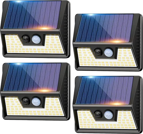 Vista 20 de vighep Paquete de 12 luces solares de movimiento para exteriores, luces impermeables para valla al aire libre, luces LED de pared blancas cálidas
