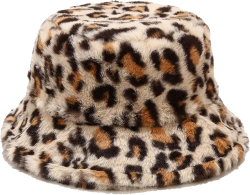 Vista 10 de Sombrero de cubo esponjoso de invierno mullido de piel peluda sombreros de pescador de piel sintética de felpa sombrero cálido para mujer
