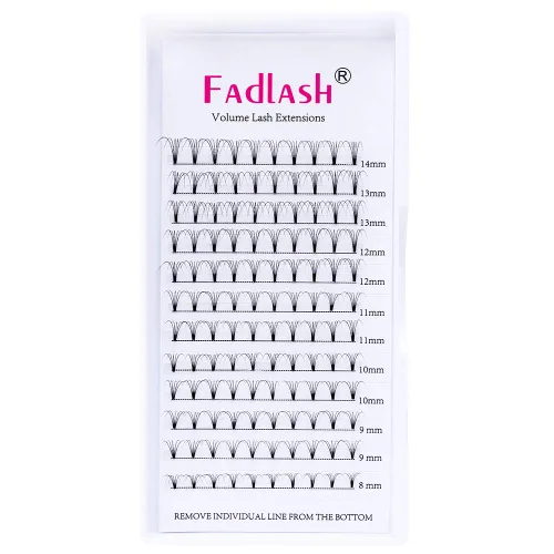 Vista 37 de FADLASH Extensiones de pestañas postizas en abanico con base puntiaguda 10D, extensiones de pestañas postizas de tallo medio, extensiones