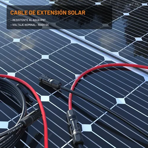 Vista 6 de Cable de extensión solar 10AWG de 10 pies rojo y negro, ambos extremos con conectores solares universales Plug & Play Cable fotovoltaico
