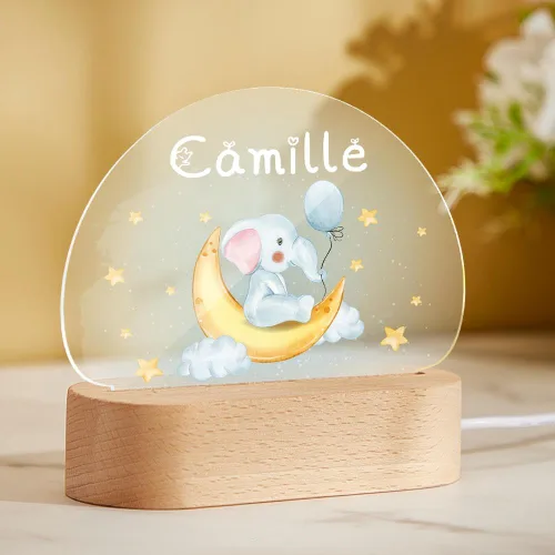 Vista 14 de VEELU Regalos personalizados para niños, luz nocturna con nombre personalizado con lindos animales, lámpara LED acrílica para bebé, regalo