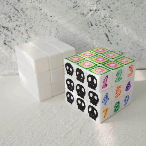 Vista 3 de Cubo mágico en blanco 3x3 3x3 cubo blanco rompecabezas juguetes DIY