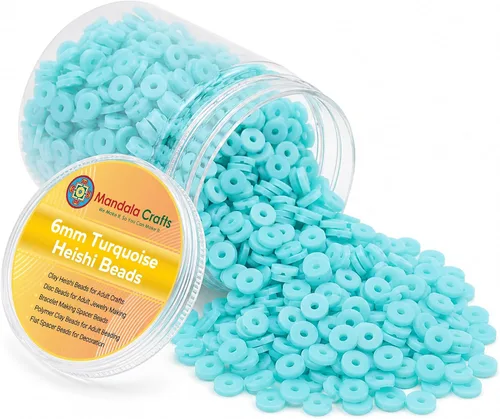 Vista 12 de Mandala Crafts Aqua Heishi - Cuentas de 0.157 in – 6000 cuentas planas de arcilla de disco polimérico para la fabricación de joyas para adultos