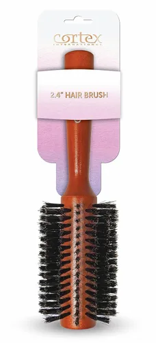 Vista 2 de Cortex Professional Cepillo térmico de cerdas de jabalí 100% natural, cepillo redondo para mujeres y hombres de pelo corto, mango de cepillos