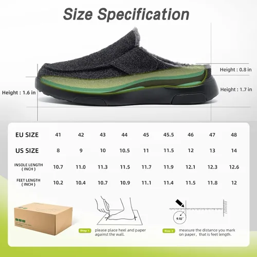 Vista 8 de OrthoComfoot Pantuflas Ortopédicas para Hombre Zapatos de Caminar con Soporte del Arco: Mocasines Sin Cordones para Fascitis Plantar, Zuecos