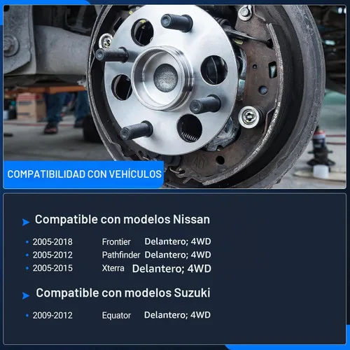 Vista 2 de Autoround 515065 Conjunto de rodamiento de rueda delantera 4WD y buje compatible con Nissan Frontier 2005-2018 Pathfinder 2005-2012 Xterra