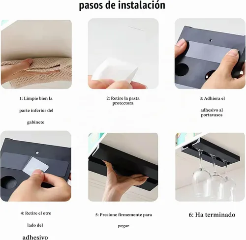 Vista 4 de Soporte para copas de vino, paquete de 2 soportes para copas de Negro