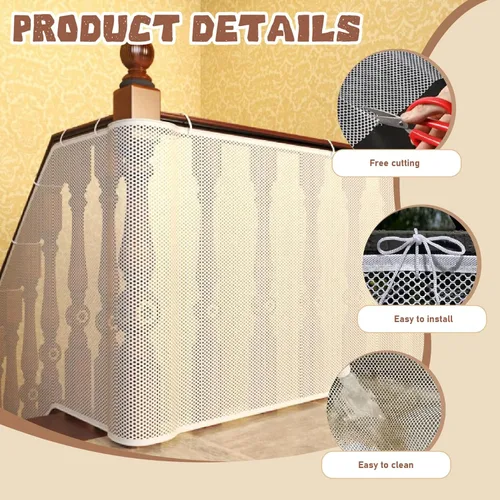 Vista 4 de Puerta de bebé para escaleras, puerta de escalera resistente de 9.8 x 30.7 pulgadas, red de seguridad impermeable para mascotas y niños, protector