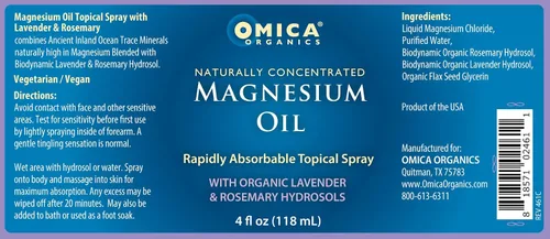 Vista 2 de Spray tópico de aceite de magnesio con hidrosoles biodinámicos de lavanda e romero (4 onzas)