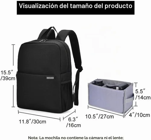Vista 8 de CADeN Mochila Bolsa para Cámara con Compartimento para Portátil de 14", Impermeable, Estuche para Cámara DSLR/SLR sin Espejo para Viajes y 1.0 Negro