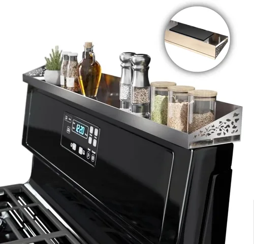 Vista 9 de STUTOV Estante superior magnético para estufa de 30 pulgadas, estante de especias negro y organizador de condimentos, estante de cocina magnético