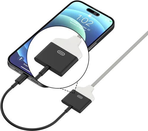 Vista 3 de Adaptador Lightning a 30 pines para iPhone, [certificado Apple MFi] Convertidor de carga y transferencia de datos hembra de 8 pines a 30 pines