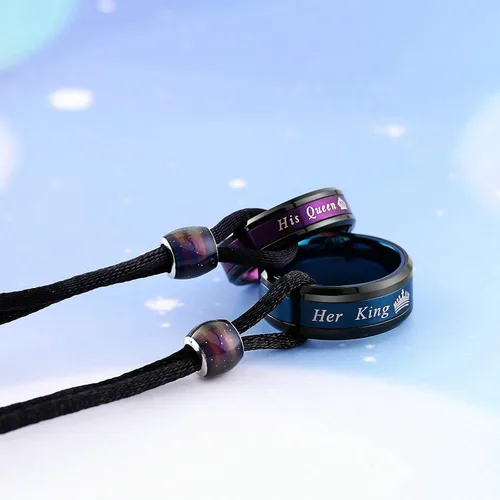 Vista 4 de Aeici Couple Necklaces for Him and Her Stainless Steel His Queen Her King Crown Pendant Necklace for Women and Men