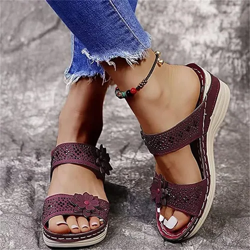 Vista 148 de Ladmiple Sandalias ortopédicas florales de moda 2023 con soporte de arco, zapatillas romanas casuales con puntera abierta