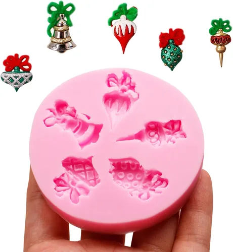 Vista 8 de Moldes de Navidad para fondant, 3 paquetes de moldes pequeños de silicona para decoración de pasteles, adornos de cupcakes, pasta de goma