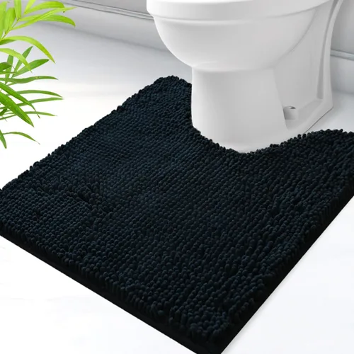 Vista 32 de Alfombras de baño en forma de U, alfombras de baño de felpilla súper absorbentes y respaldo antideslizante de PVC fuerte para inodoros, lavables a