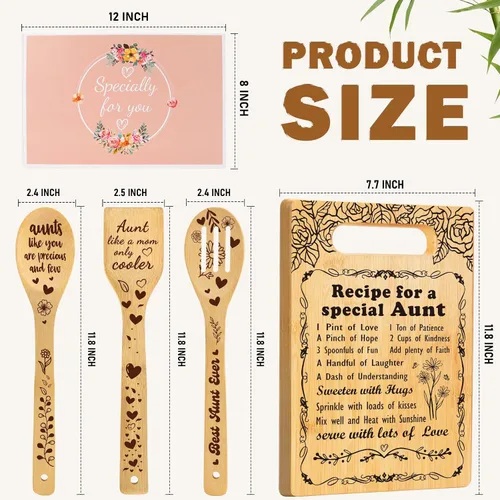 Vista 2 de Regalos para tía de sobrina sobrino, juego único de tabla de cortar, regalos de cumpleaños para tía mejor tía, ideas de regalo de Navidad, día