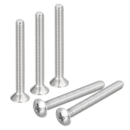 Vista 8 de uxcell Tornillos de máquina Phillips de cabeza ovalada M4x8mm, 50pcs 304 tornillos de cabeza avellanada ligeramente levantados de acero inoxidable