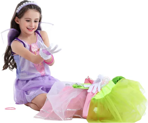 Vista 7 de Baúl de set de disfraces FEDIO para niñas pequeñas de 3 a 7 años de novia princesa bailarina y hada