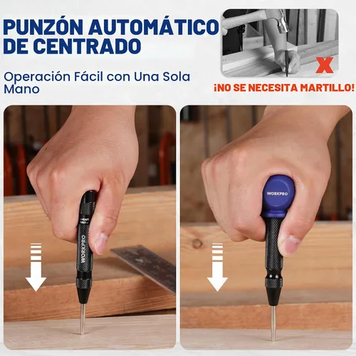 Vista 7 de WORKPRO Punzón central automático de 2 piezas, punzón central con resorte