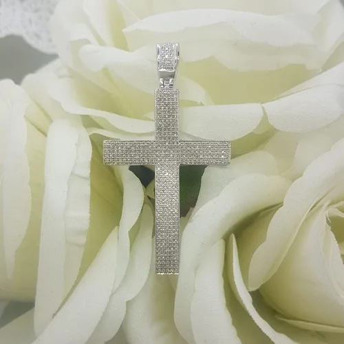 Vista 3 de Dazzlingrock Collection Colgante redondo de cruz religiosa hip hop de 073 quilates con cadena de 18 pulgadas 34 quilates disponible en metal de oro