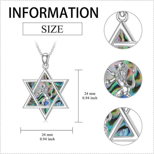 Vista 17 de YFN Collar de estrella de David de plata de ley, concha de abulón, árbol de la vida, joyería judía, regalos para mujeres y hombres