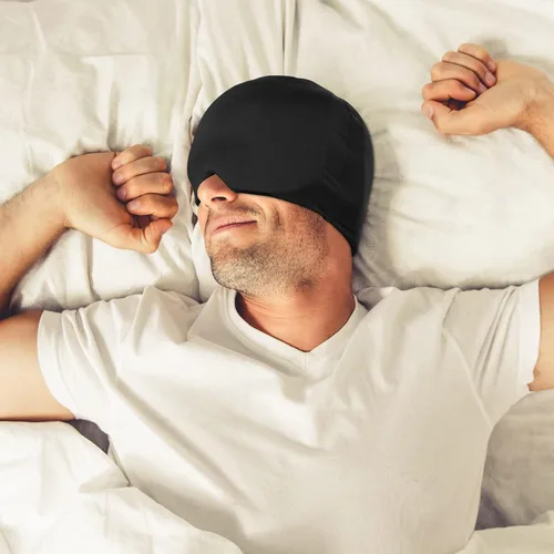 Vista 8 de ComfiTECH Head Ice Pack Wrap con cobertura superior, gorro de gel refrigerante, mediano, color negro