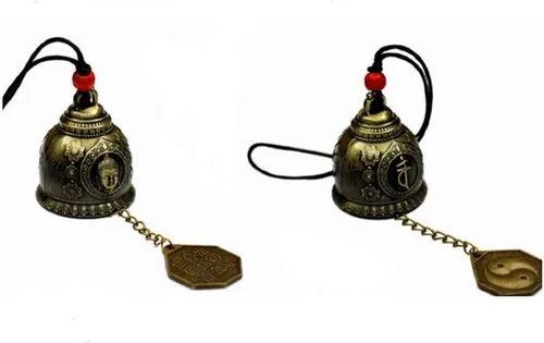Vista 2 de DMtse Buda chino de la suerte Feng Shui y Bagua Campana vintage para riqueza y seguridad, éxito, protege el mal, protege la paz, interior del hogar