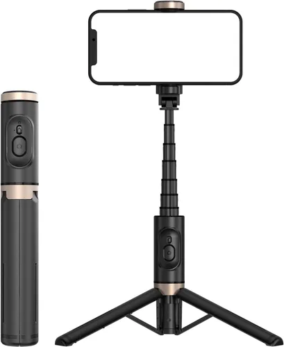 Vista 8 de Palo selfie de 72 pulgadas, trípode todo en 1, kit de video con control remoto inalámbrico integrado, portátil, ligero, trípode extensible para Negro