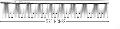 Vista 2 de Chris Christensen Groomer's Bundle – 6 pulgadas gato / carding doble diente Buttercomb, pasadores de acero inoxidable, esquinas redondeadas – Mark