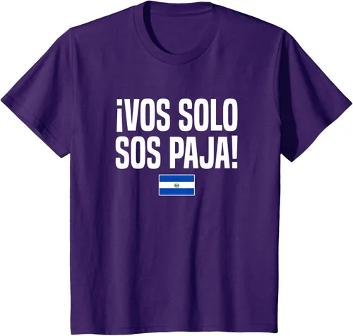 Vista 25 de Camiseta Vos Solo Sos Paja Salvadoran Slang Bandera de El Salvador, Negro