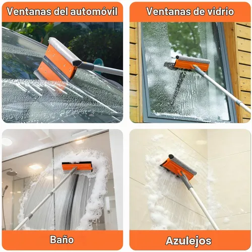 Vista 7 de Eazer Herramienta profesional de limpieza de ventanas de 46 pulgadas, escobilla giratoria 2 en 1 para kit de limpieza de ventanas, kit