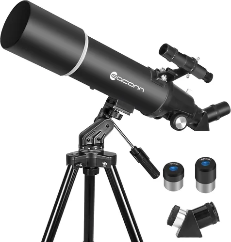 Vista 8 de Telescopios para adultos de astronomía, telescopio refractor de 80 mm de apertura y 600 mm de longitud focal para niños y principiantes, telescopio