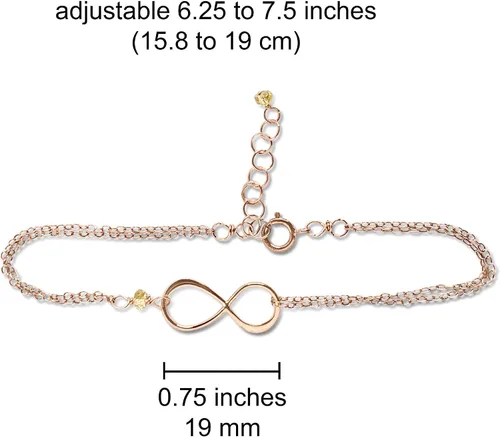 Vista 10 de Pulsera con dije de infinito con piedra natal, joyería hecha a mano, regalo para ella