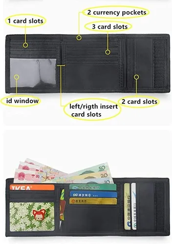 Vista 2 de POONGNEE Carteras de lona de Among Us de dibujos animados de tres pliegues con ranuras para tarjetas y ventana de identificación para niños y niñas