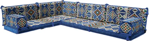 Vista 8 de arabicsofa Juego de sofás árabes tradicionales en forma de L - Sofás seccionales marroquíes - Asientos Majlis orientales para sala de estar