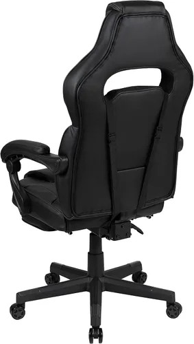 Vista 8 de EMMA + OLIVER Silla ergonómica negra para videojuegos, respaldo/brazos, reposapiés, masaje lumbar