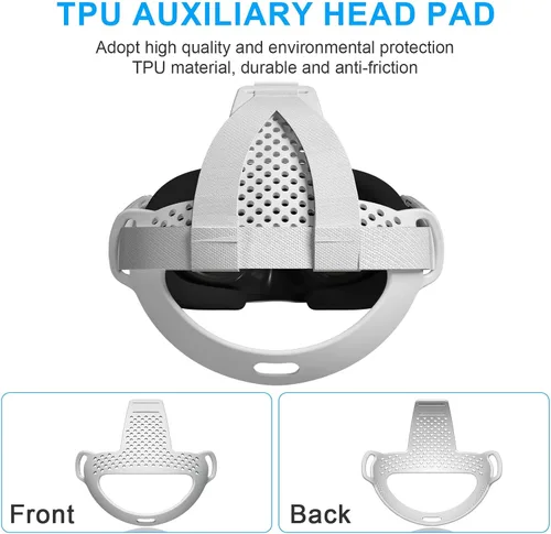 Vista 2 de AZURAOKEY Comfort Head Strap Accessories Compatible with Meta Quest 3, TPU Head Strap Pad Cushion Replacement Headband Cushion Reduce Pressure for