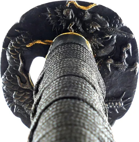 Vista 5 de MAKOTO Espada samurái negra de Katana afilada hecha a mano de 40 pulgadas